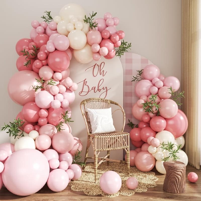 Tozlu Çəhrayı Balon Garland Dəsti