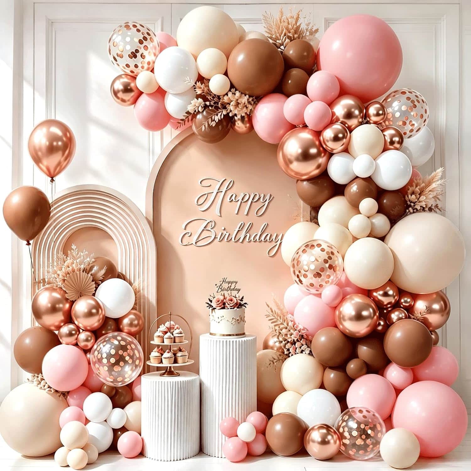 Tozlu Qızılgül Qızıl Balon Garland Arch Dəsti