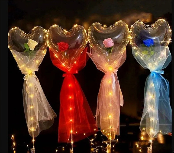 Ürək formalı Bobo Balon Rose dəsti