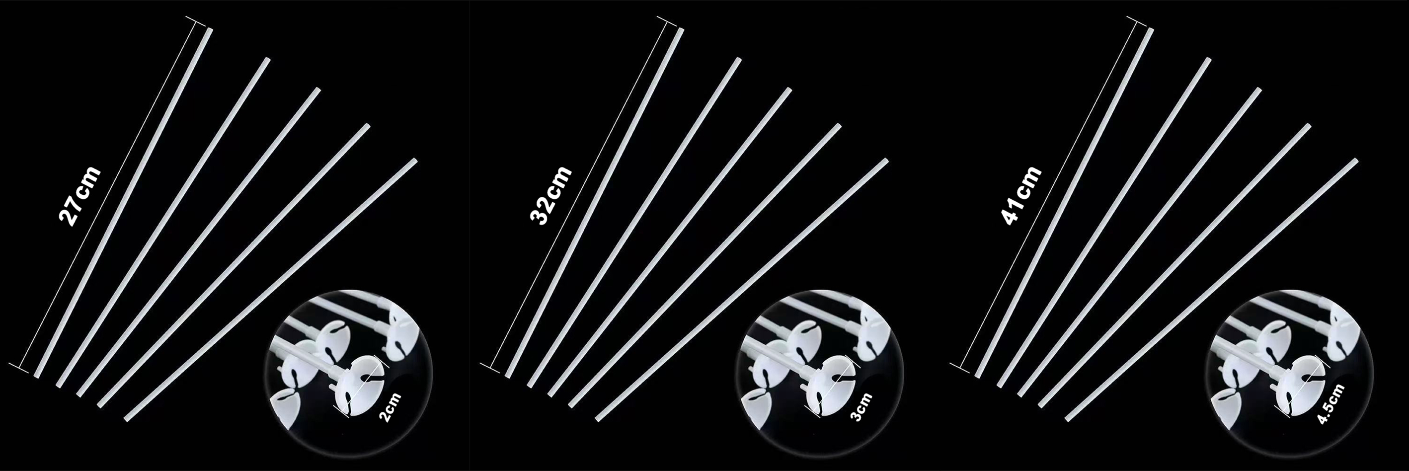Plastic balloon sticks size