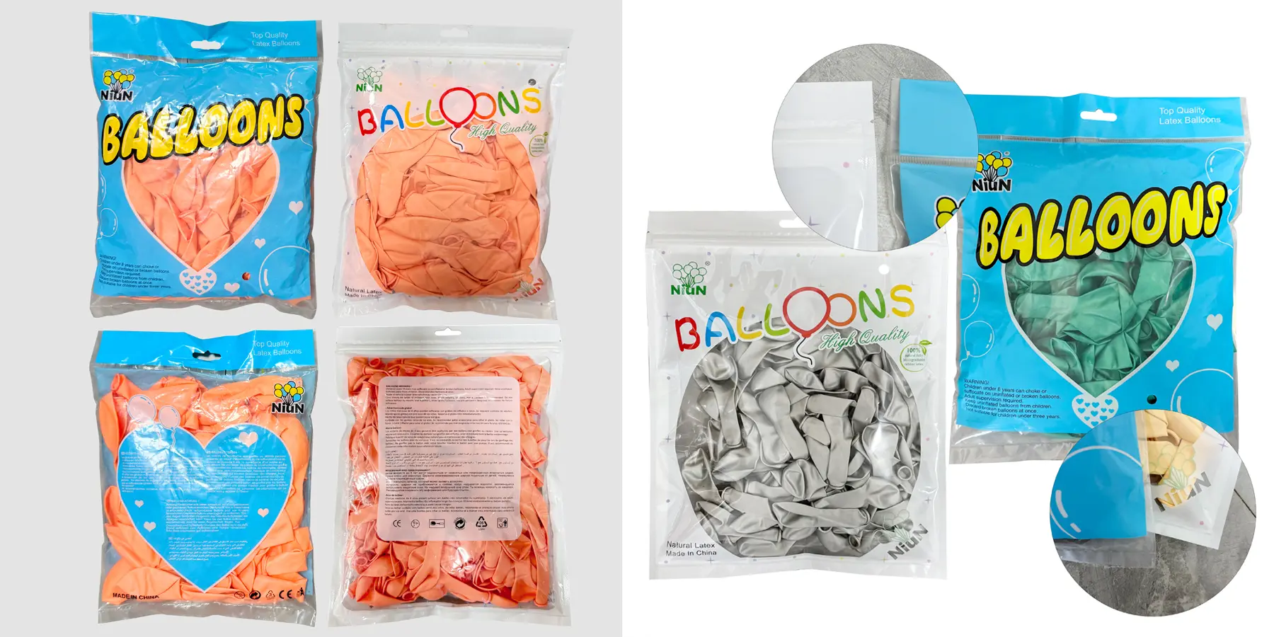 Wholesale matte latex balloon bulk and private label packaging at Borun factory