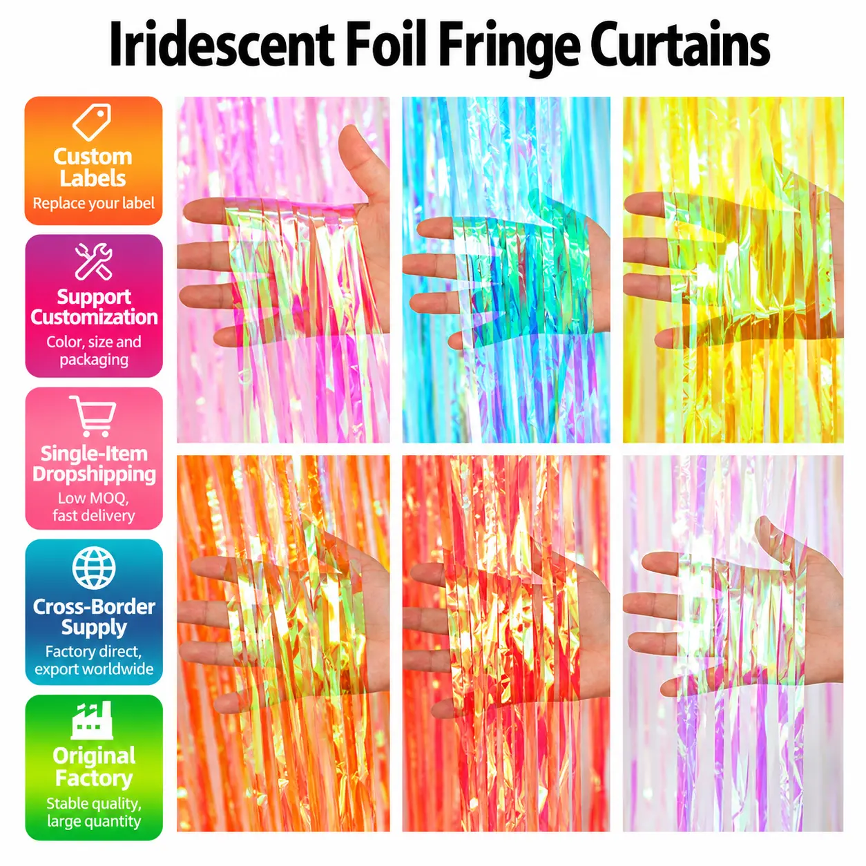 Iridescent Folqa Saçaqlı Pərdələr