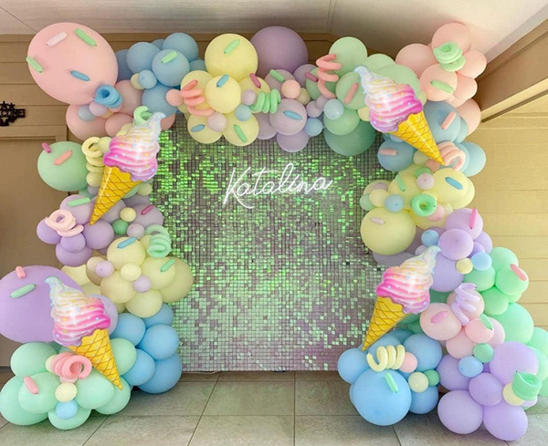 Makaron dondurma balon arch garland