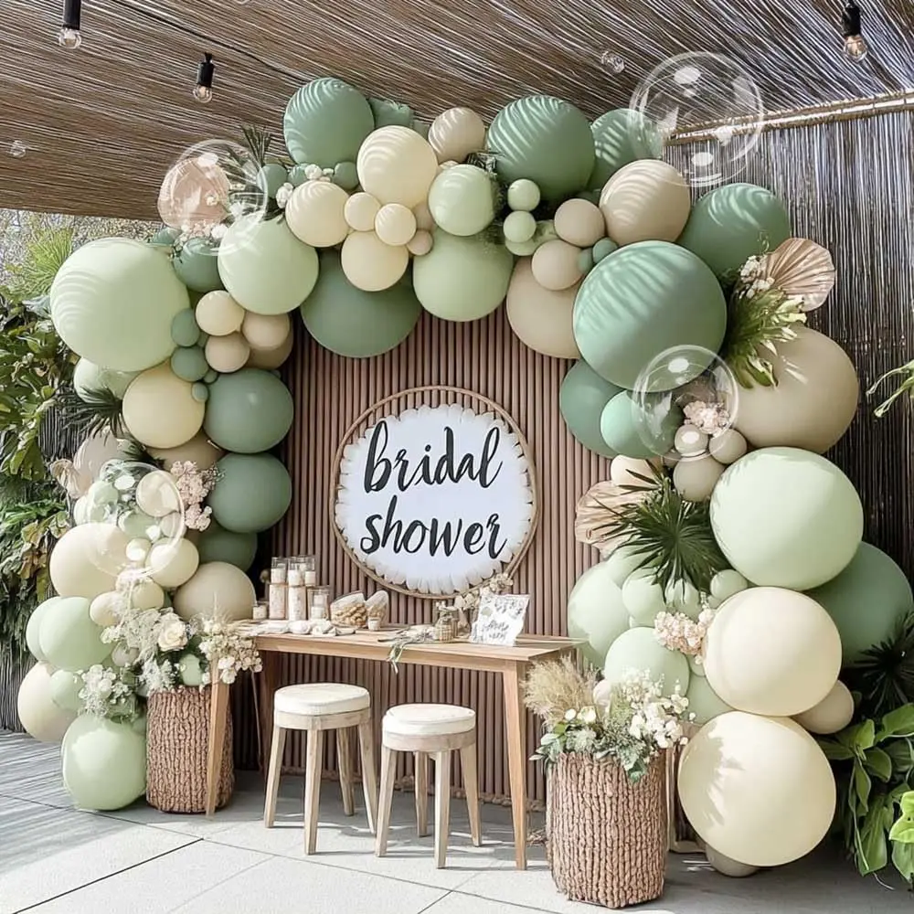 adaçayı yaşıl körpə duş balonu arch