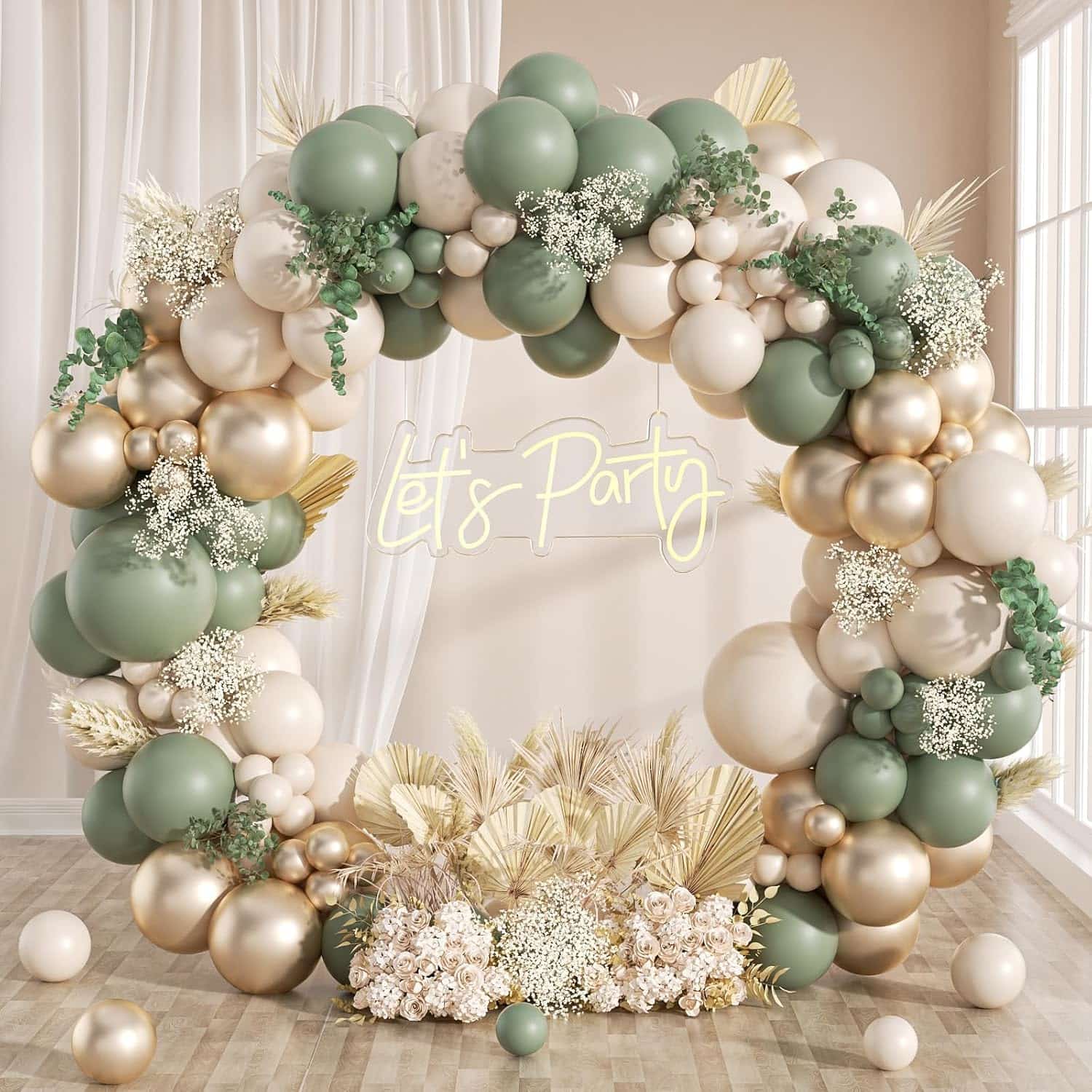 Adaçayı Yaşıl Boho Balon Garland Arch Kit